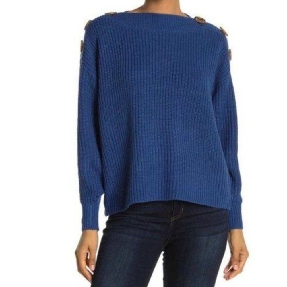 Women's  Philosophy Blue Button Over-Sized Chunky Knit Sweater M